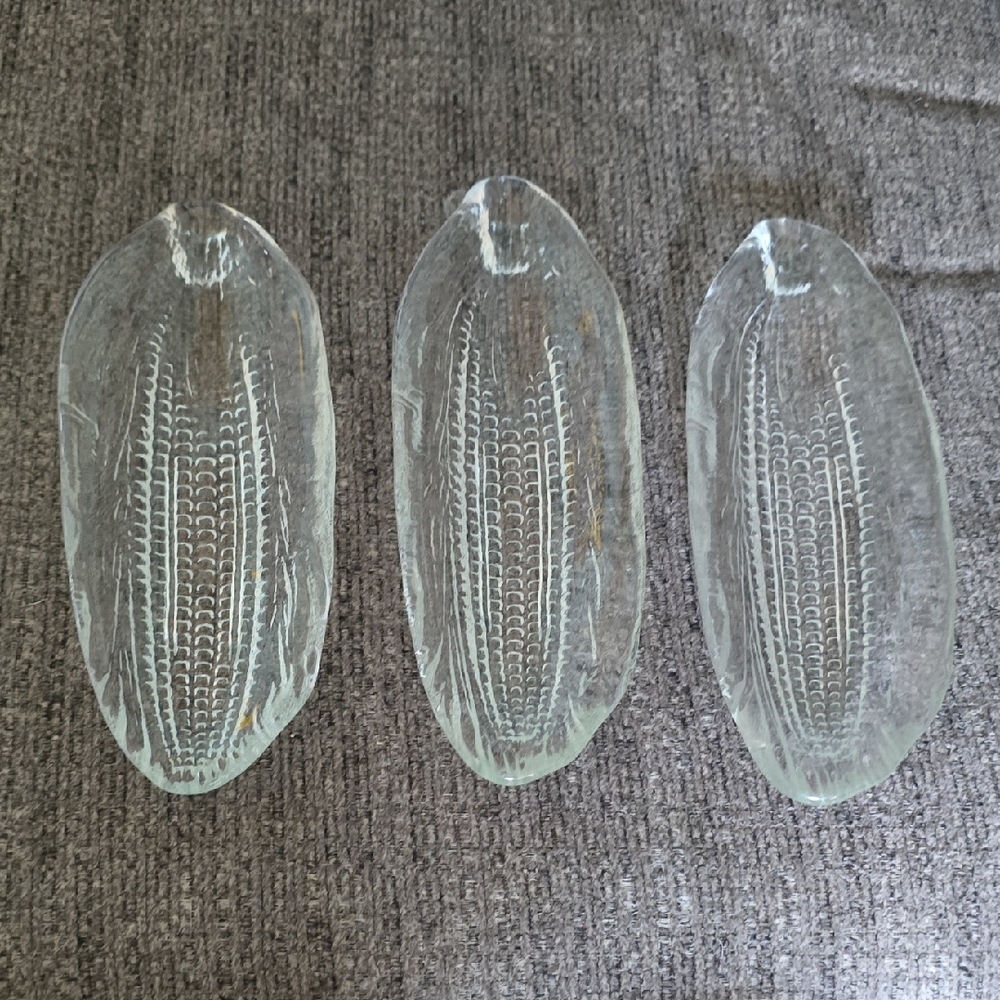 Glass Corn Cob Dishes Set of 3